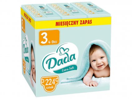 Měsíční balení plen - Dada Extra Soft 3 Midi, 4-9 kg, 224 ks