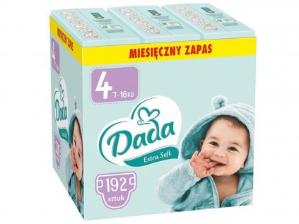 Měsíční balení plen - Dada Extra Soft 4 Maxi, 7-16 kg, 192 ks