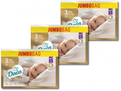 Plenky na měsíc - Dada JUMBOBAG Extra Care 3 Midi, 4-9 kg, 288 ks