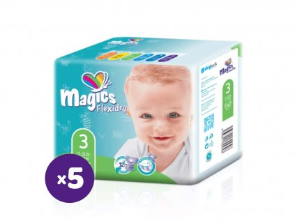 Měsíční balení plen - Magics Flexidry 3 Midi, 6-10 kg, 180 ks