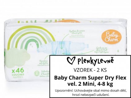 Vzorek plen - Baby Charm Super Dry Flex vel. 2 Mini, 4-8 kg, 2 ks  (2 ks)