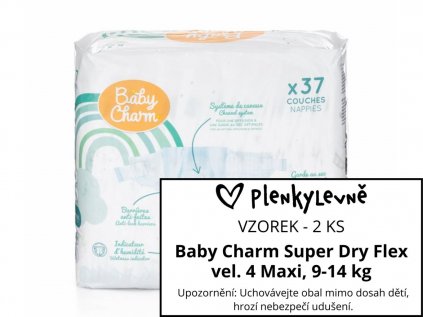 Vzorek plen - Baby Charm Super Dry Flex vel. 4 Maxi, 9-14 kg, 2 ks  (2 ks)