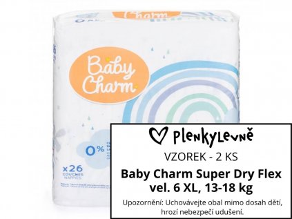 Vzorek plen - Baby Charm Super Dry Flex vel. 6 XL, 13-18 kg, 2 ks  (2 ks)