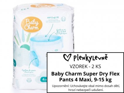 Vzorek plen - Baby Charm Super Dry Flex Pants 4 Maxi, 9-15 kg, 2 ks  (2 ks)