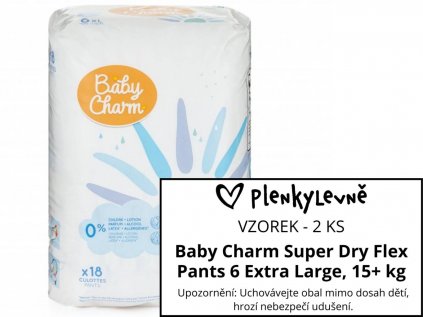 Vzorek plen - Baby Charm Super Dry Flex Pants 6 Extra Large, 15+ kg, 2 ks  (2 ks)
