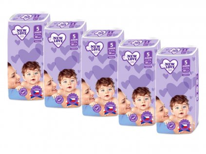MEGAPACK Dětské jednorázové pleny New Love Premium comfort 5 JUNIOR 11-25 kg, 5x38 ks