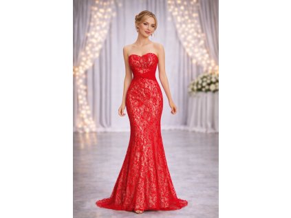 červené krajkové plesové sexy šaty s holými zády