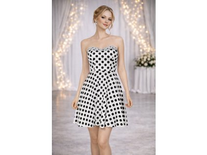 krátké společenské šaty s puntíky Fiona