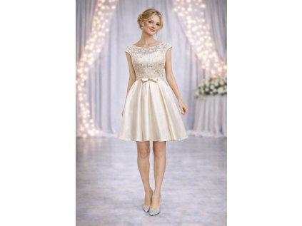 krátké krémové společenské šaty do tanečních Mina