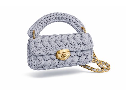 šedá háčkovaná společenská kabelka nebo psaníčko