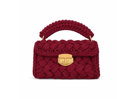 vínová háčkovaná společenská kabelka