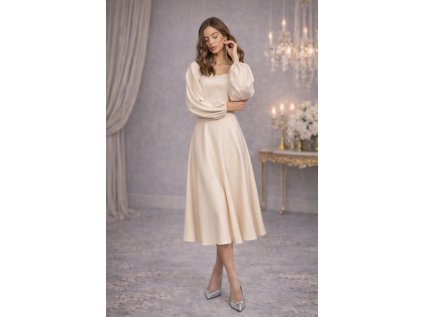 krátké champagne společenské šaty na svatbu Lucia