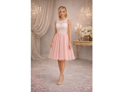 krátké růžové společenské šaty do tanečních Sandra
