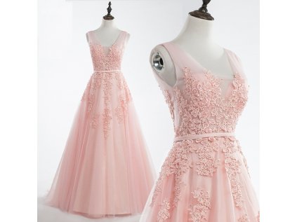 světle růžové maturitní šaty Andromeda s tylovou sukní