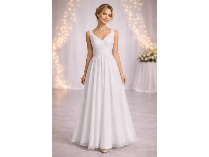 antické šifonové svatební šaty v boho stylu na modelce