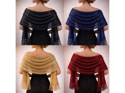 luxusní společenský šál s třásněmi