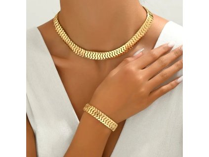 elegantní zlatá společenská souprava Astra - náhrdelník a náramek