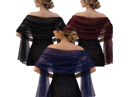 třpytkatá společenská šála přes šaty 3