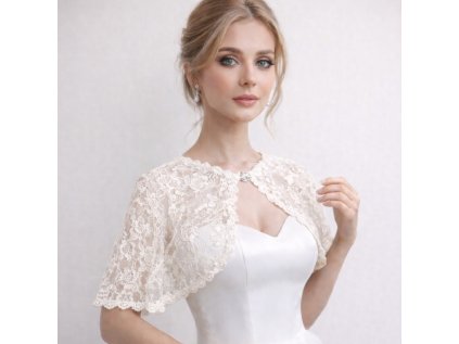 luxusní krémové krajkové společenské bolerko