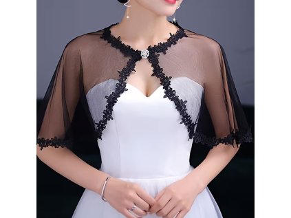 černé společenské bolero s krajkovým lemem