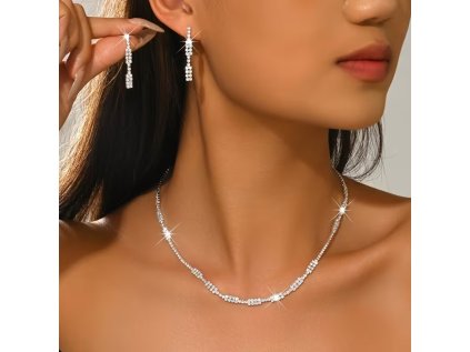 stříbrná štrasová souprava Maribel - náhrdelník a náušnice