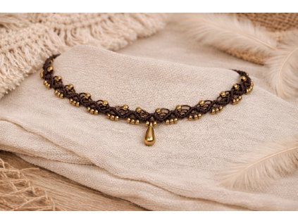 hnědý micro macrame náhrdelník Nayla