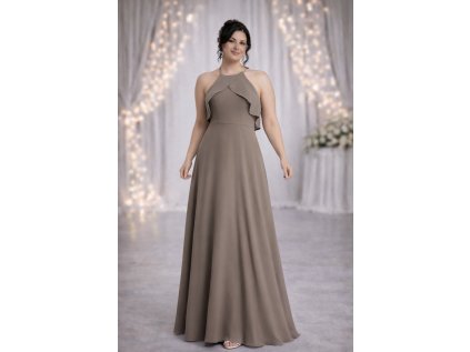 krásné dlouhé hnědé společenské šaty pro družičku