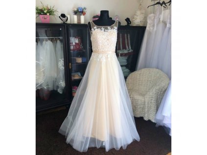 boho anticke svatebni saty v champagne barve lena xs