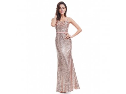krasne dlouhe flitrovane spolecenske saty rose gold s 2