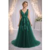 luxusní tylové zelené smaragdové plesové šaty na ples na modelce