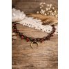 hnědý micro macrame náhrdelník s půlměsícem Luna