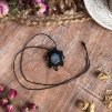 boho černý delší macrame náhrdelník s přívěškem z kamene Liora