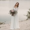 kremove boho svatebni saty s krajkovymi rukavky xs 2