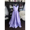 levandulové plesové šaty na maturitní ples s vysokým rozparkem Tina