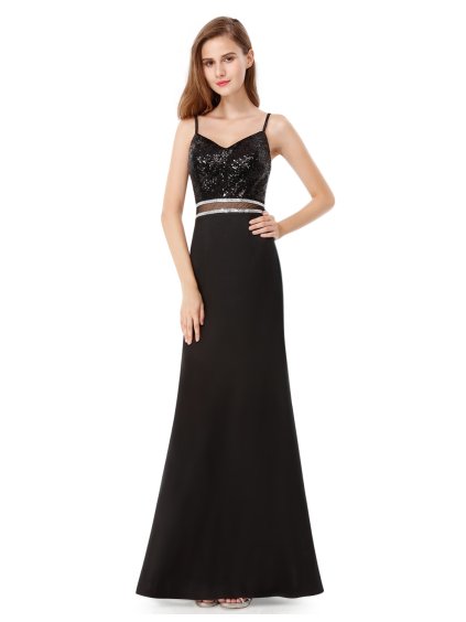 Ever Pretty plesové šaty černé zdobené kamínky 7022 (* Velikost M / 38 / 06 / 10)