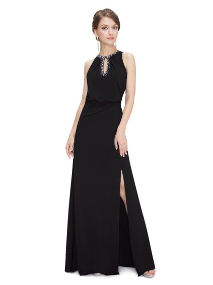 Ever Pretty plesové šaty černé zdobené kamínky 8383 (* Velikost S / 36 / 06 / 08)