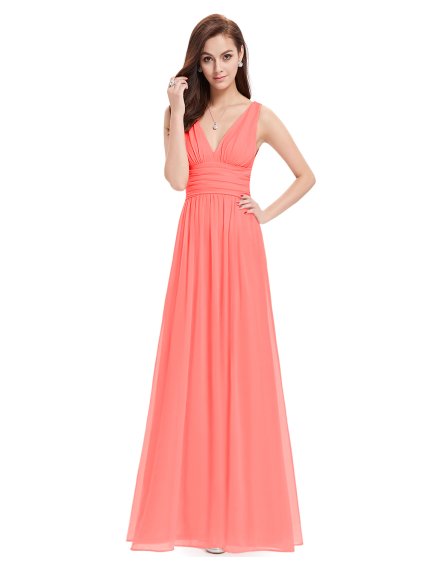 Ever Pretty plesové šaty lososové 9016 (* Velikost 4XL / 48 / 16 / 20)