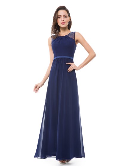 Ever Pretty plesové šaty s jemnou krajkou tmavě modré 8742 (* Velikost XL / 42 / 10 / 14)