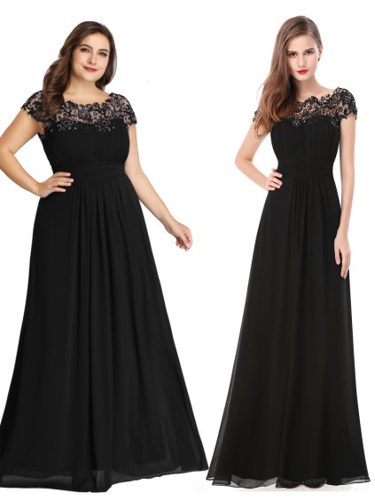 Ever Pretty plesové šaty s krajkou černé 9993 (* Velikost M / 38 / 08 / 10)