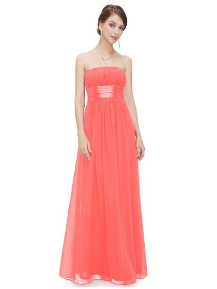 Ever Pretty plesové šaty s mašlí lososová 9060 (*Velikost M / 38 / 06 / 10)