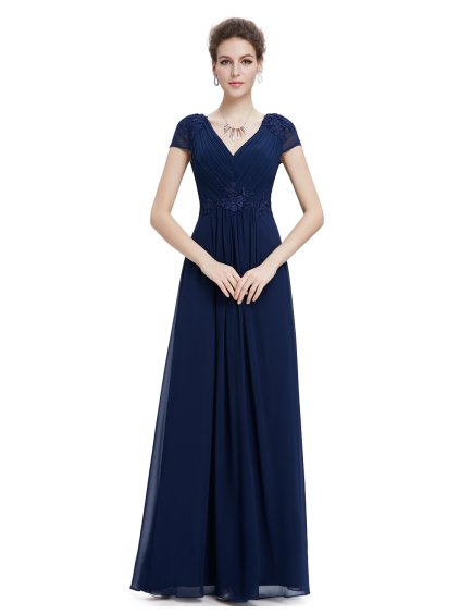 Ever Pretty plesové šaty s výšivkou modré 8467 (*Velikost XS / 34 / 04 / 06)