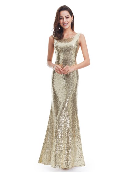 Ever Pretty plesové šaty zlaté 7110 (* Velikost 4XL / 48 / 16 / 20)