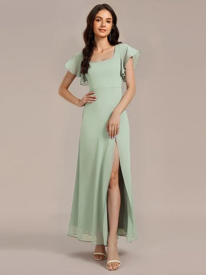 Ever Pretty šaty dlouhé ve světle zelené barvě 2409 (*Velikost 4XL / 48 / 16 / 20)