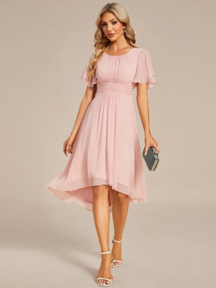 Elegantní jednoduché růžové šaty 2053 (* Velikost 9XL / 58 / 26 / 30)