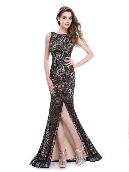 Elegantní krajkové Ever Pretty šaty černé 8859 (* Velikost M / 38 / 06 / 10)