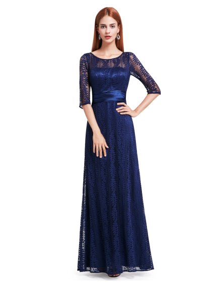 Modré dlouhé šaty Ever Pretty 8878 (* Velikost XL / 42 / 10 / 14)