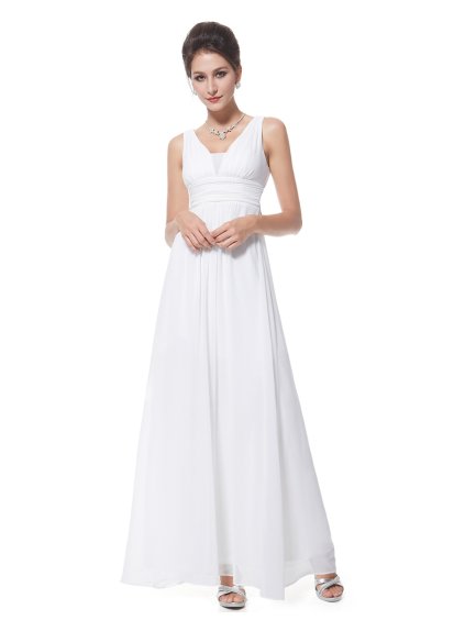 Plesové šaty elegantní bílé Ever Pretty 8110 (* Velikost XXL / 44 / 12 / 16)