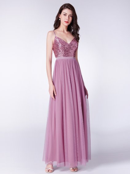 Šaty do tanečních Ever Pretty růžové s flitry 7392 (*Velikost M / 38 / 06 / 10)