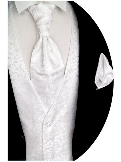svatební vesta bílá s jemným vzorem