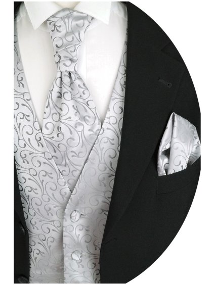 Svatební stříbná vesta se vzorem